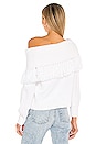 view 3 of 4 Bardot Fringe Off The Shoulder Pullover in Soft White
