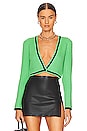 view 1 of 4 Jenae Cable Cardigan in Garden Green & Black
