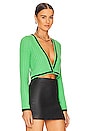 view 2 of 4 Jenae Cable Cardigan in Garden Green & Black