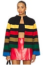 view 1 of 4 Pearson Collared Striped Sweater Jacket in Black Multi