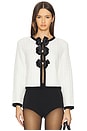 view 1 of 5 Alira Bow Cardigan in Soft White & Black