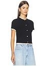 view 2 of 4 Ciara Shortsleeve Cardigan With Trim in Black & Natural