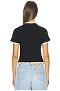 view 3 of 4 Ciara Shortsleeve Cardigan With Trim in Black & Natural