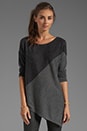 view 1 of 3 Color Blocked Bias Boxy Pullover in Light Heather Gray/Charcoal in Light Heather Gray & Charcoal