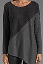 view 3 of 3 Color Blocked Bias Boxy Pullover in Light Heather Gray/Charcoal in Light Heather Gray & Charcoal