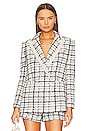 view 1 of 6 Justin Double Breasted Long Blazer in Black & Off White
