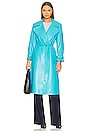 view 1 of 5 Nevada Faux Leather Midi Trench Coat in Ocean Floor