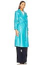 view 3 of 5 Nevada Faux Leather Midi Trench Coat in Ocean Floor