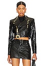 view 2 of 5 Krishna Faux Leather Cropped Moto Jacket in Black