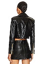 view 4 of 5 Krishna Faux Leather Cropped Moto Jacket in Black