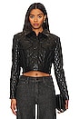 view 1 of 5 Chloe Vgn Quilted Boxy Crp Jacket in Black