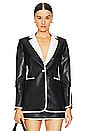 view 1 of 4 Breann Faux Leather Blazer in Black & Off White