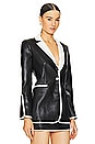 view 2 of 4 Breann Faux Leather Blazer in Black & Off White