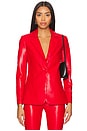 view 1 of 4 Macey Leather Blazer in Bright Ruby