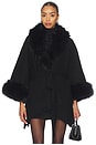view 1 of 4 Joanne Sweater Coat With Faux Fur Trim in Black
