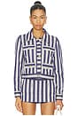 view 2 of 5 Alex Collared Boxy Jacket in Metro Stripe Twilight Blue