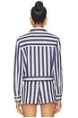 view 4 of 5 Alex Collared Boxy Jacket in Metro Stripe Twilight Blue