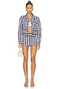 view 5 of 5 Alex Collared Boxy Jacket in Metro Stripe Twilight Blue