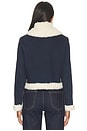 view 5 of 5 Isaiah Faux Shearling Cropped Aviator Denim Jacket in Dark Rinse & Chino
