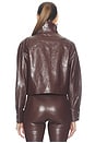 view 5 of 5 James Faux Leather Cropped Longsleeve Funnel Neck Parka in Dark Chocolate