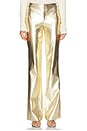 view 1 of 6 Olivia Vegan Leather Fit And Flare Bootcut Pant in Gold