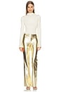 view 5 of 6 Olivia Vegan Leather Fit And Flare Bootcut Pant in Gold