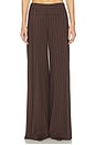 view 1 of 6 Olivia Wide Leg Flare Pant in Dark Chocolate & Off White