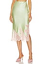 view 1 of 5 Tonia Lace Trim Mid Skirt in Pistachio & Petal
