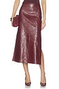 view 1 of 7 Maeve Faux Leather Slip Skirt With Slit in Cognac
