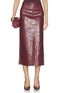 view 2 of 7 Maeve Faux Leather Slip Skirt With Slit in Cognac