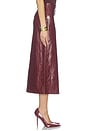 view 4 of 7 Maeve Faux Leather Slip Skirt With Slit in Cognac
