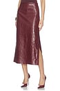 view 5 of 7 Maeve Faux Leather Slip Skirt With Slit in Cognac