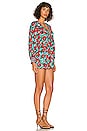 view 2 of 3 Kami Blouson Sleeve Deep V Ruffle Romper in Beach Bliss Aqua