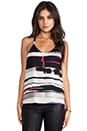 view 1 of 5 Waterfall Drape Back Tank in Horizontal Painted Stripe