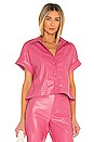 view 1 of 4 Edyth Vegan Leather Button Down in Calypso Pink