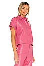 view 2 of 4 Edyth Vegan Leather Button Down in Calypso Pink