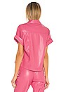view 3 of 4 Edyth Vegan Leather Button Down in Calypso Pink