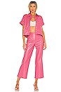 view 4 of 4 Edyth Vegan Leather Button Down in Calypso Pink