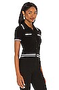 view 2 of 4 Peg Cropped Polo Top in Black & Soft White