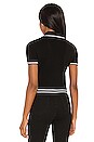 view 3 of 4 Peg Cropped Polo Top in Black & Soft White