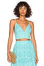view 1 of 5 Adelaide Button Down Crop Top in Aqua