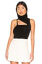 view 1 of 4 Wynn Cutout Asymmetrical Mock Neck Tank in Black