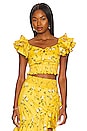 view 1 of 4 Shanae Ruffle Sleeve Tie Top in Escape Ditsy Sunbeam