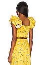view 3 of 4 Shanae Ruffle Sleeve Tie Top in Escape Ditsy Sunbeam