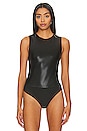 view 2 of 5 Clarinda Faux Leather Bodysuit in Black