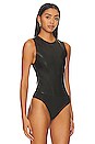 view 3 of 5 Clarinda Faux Leather Bodysuit in Black