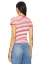 view 3 of 4 Tess Baby Tee in Off White & Bright Ruby Stripe
