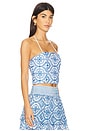 view 2 of 4 Ceresi Tie Halter Bandeau Top in Off White & French Blue