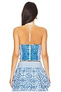 view 3 of 4 Ceresi Tie Halter Bandeau Top in Off White & French Blue