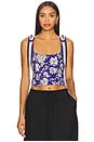 view 1 of 4 Blanca Scoop Shoulder Top in Blooming Wild Indigo